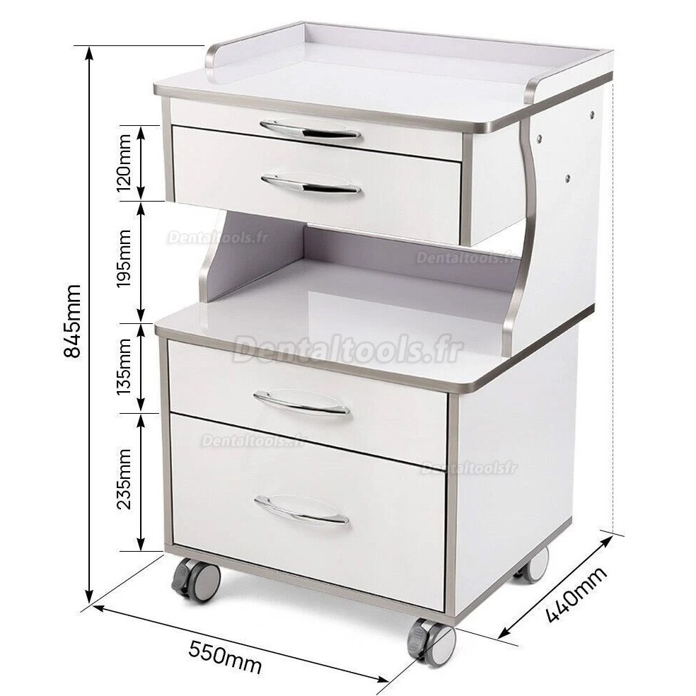 Dentech G15 chariot dentaire mobile pour instruments avec 3 tiroirs